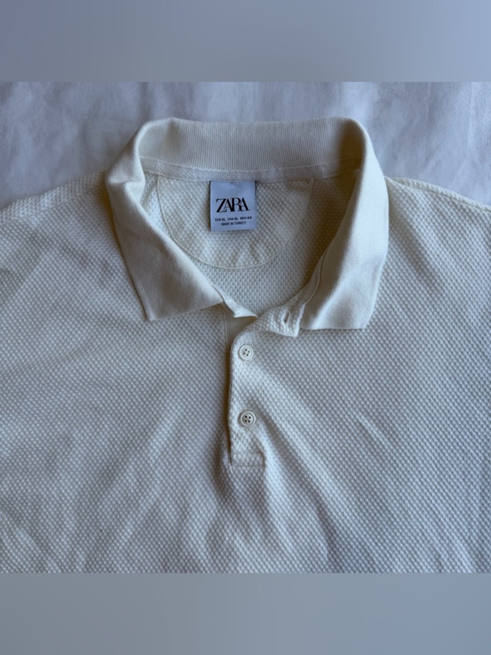Zara Cream Textured Short-Sleeve Polo Size XL - Picture 2 of 7